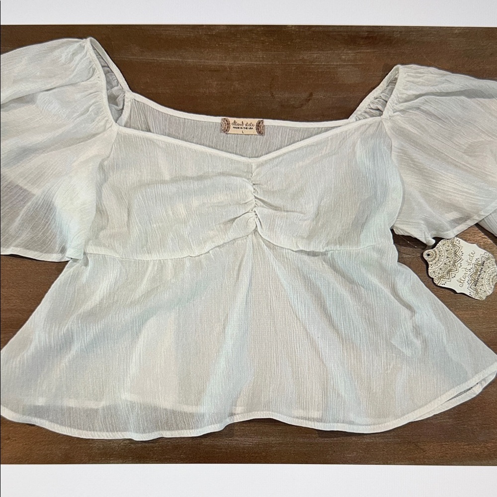 Altar'd State White Puff Sleeve Blouse